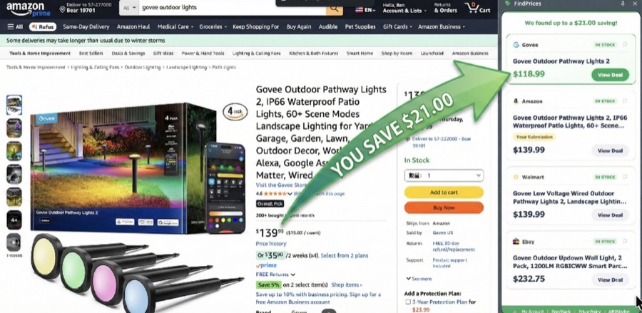 FindPrices Interface